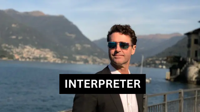 Interpreter native-english and italian, Adam Clark, in Como city on Lake Como , Italy. 1 of 4 in all Italy authorized by the ministry of justice.