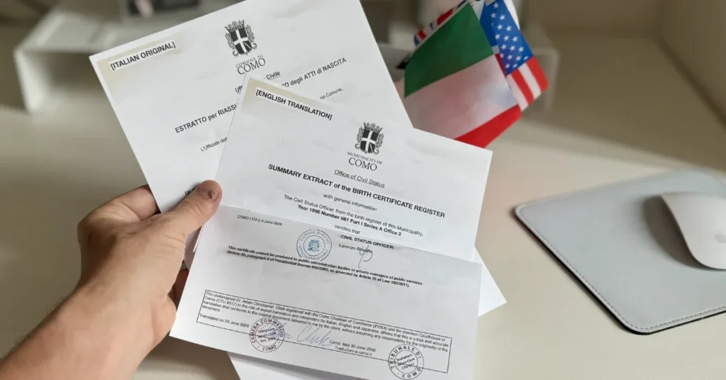 Certified translations for use with governments outside of Italy by legal translator Adam Clark in Como, Italy