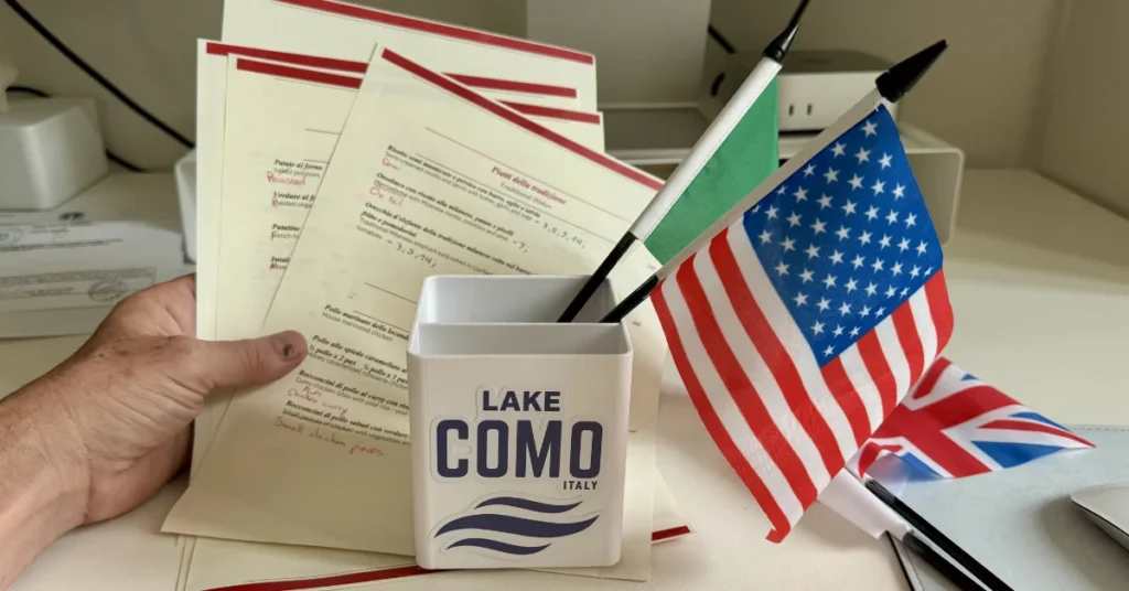 Translations from Italian to American English in Italy by Adam Clark on Lake Como, Italy