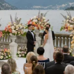 Wedding at Villa Pizzo view of Torno on Lake Como with Adam Clark as legal interpreter